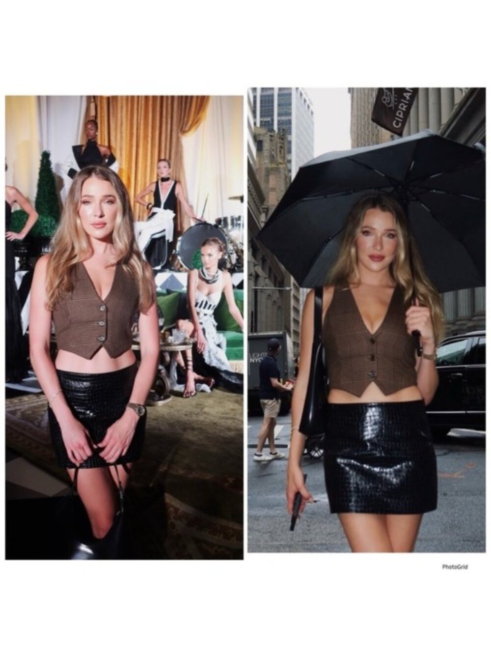 Alice + Olivia Donna Cropped Houndstooth Vest in Brown and Black size 10 - Picture 13 of 13